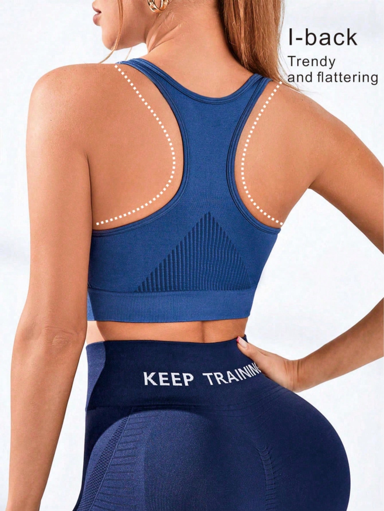 Seamless Ribbed Workout Tank Top - Damen Racerback Sport-BH Nahtloses Geripptes Yoga-Workout-Crop-Top