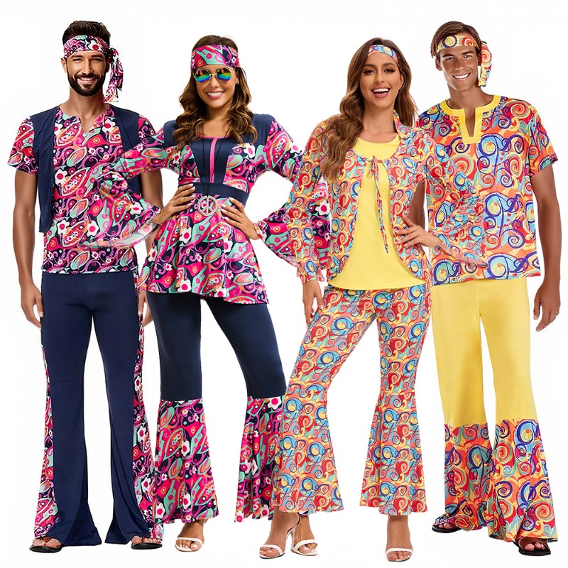 Tops - Karneval Cosplay Kostüm Paar Retro 70er