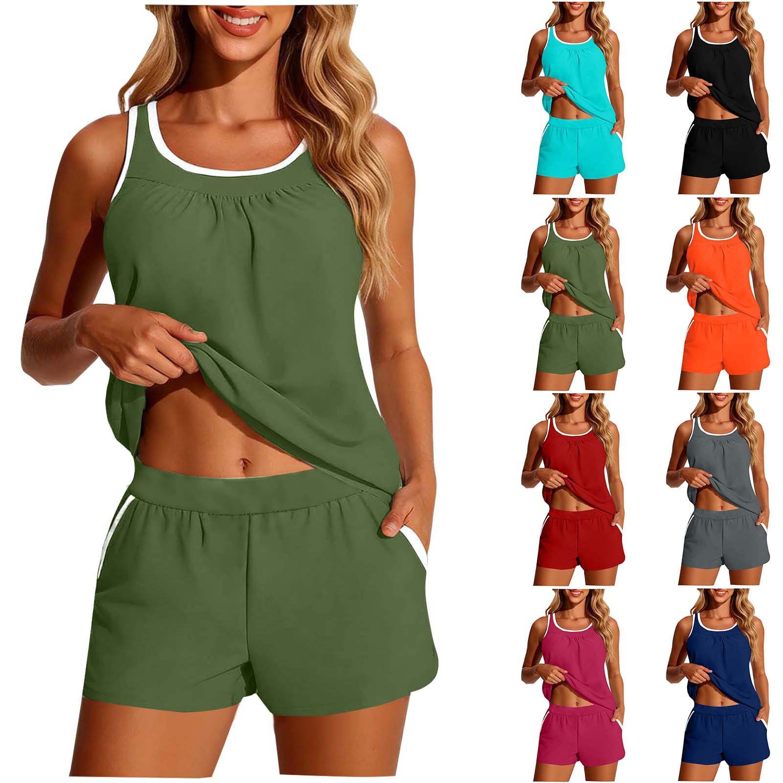 Swimwear - 2-teiliger Badeanzug für Damen, ärmelloses, kurzes