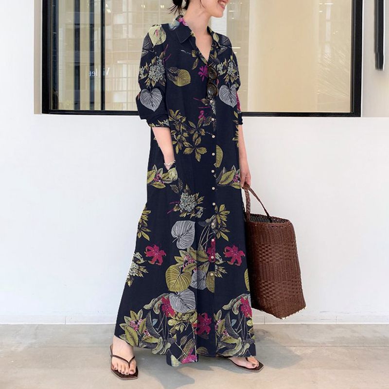Casual Loose Linen Shirt Dress - Herbst neue plus größe lässig baumwolle