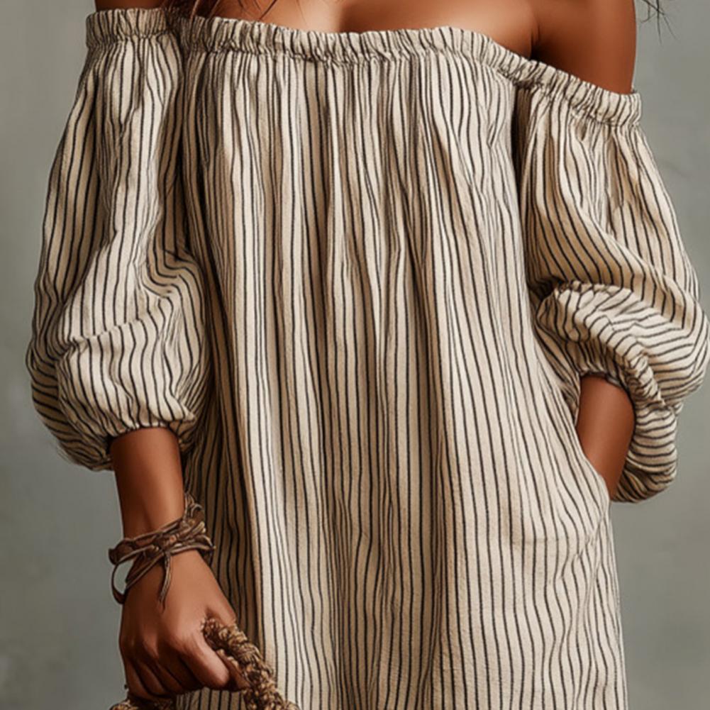 Frühling Sommer Damen Off-Shou – Off Shoulder Puff Sleeve Sundress Bewertung und Preis