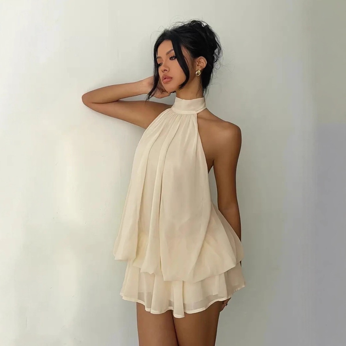 Damen Neckholder-Kleid, Rücken – Y2K Backless Halter Mini Dress Bewertung und Preis