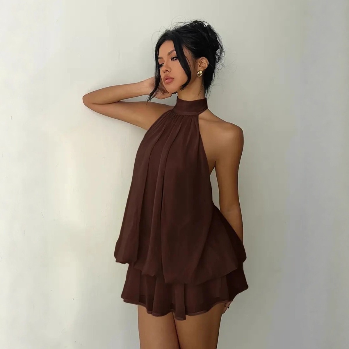 Damen Neckholder-Kleid, Rücken – Y2K Backless Halter Mini Dress Bewertung und Preis