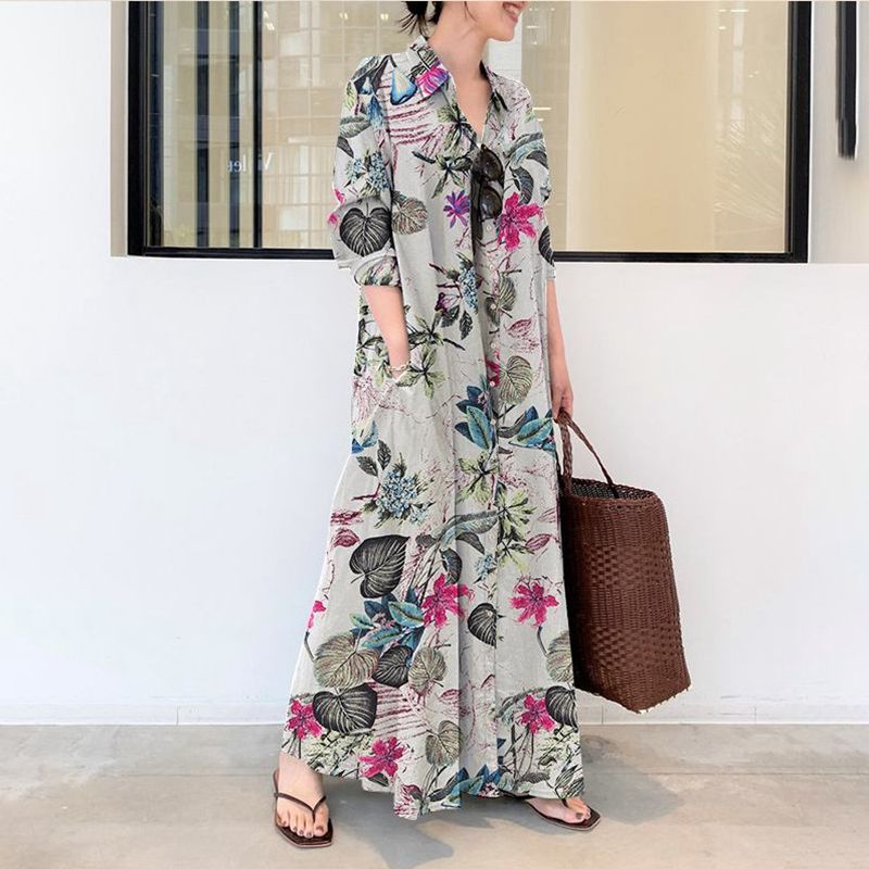 Herbst neue plus größe lässig  – Casual Loose Linen Shirt Dress Bewertung und Preis