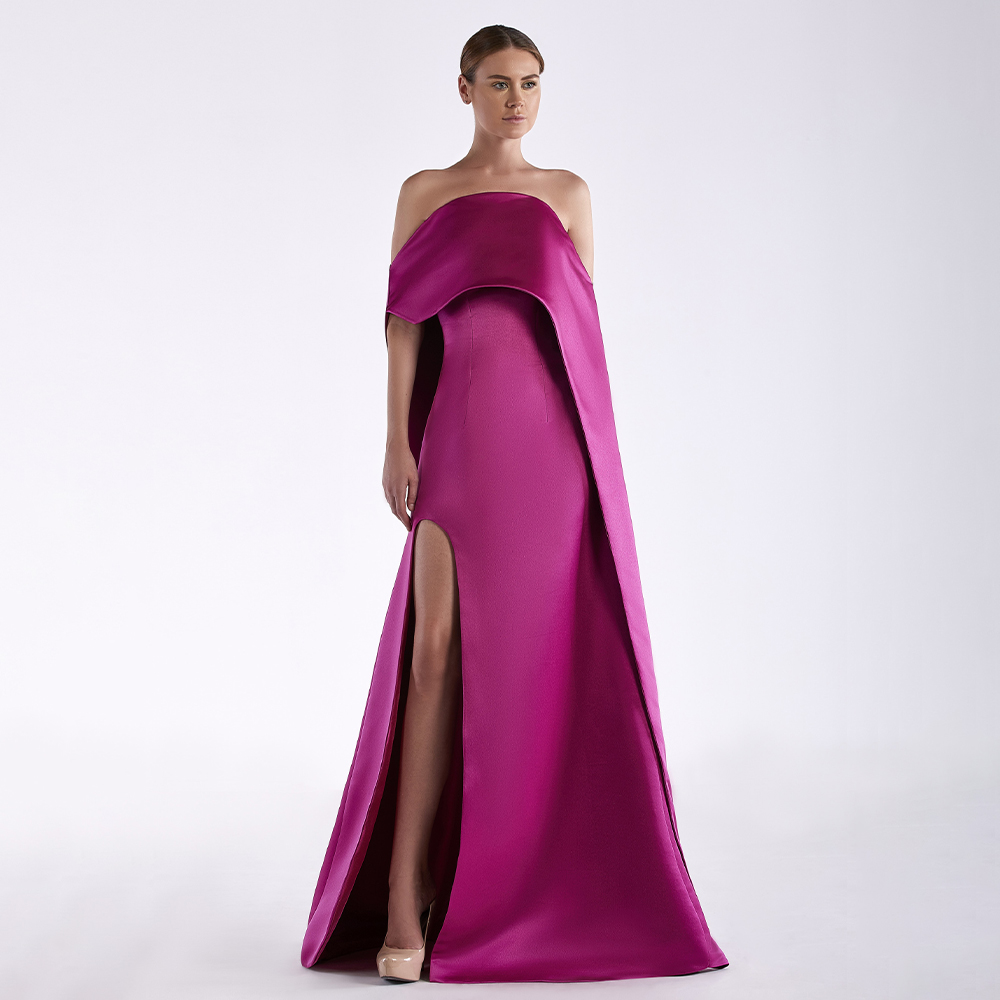 Fuchsia Satin Abendkleid träge – Elegant Satin Evening Gown Split Bewertung und Preis