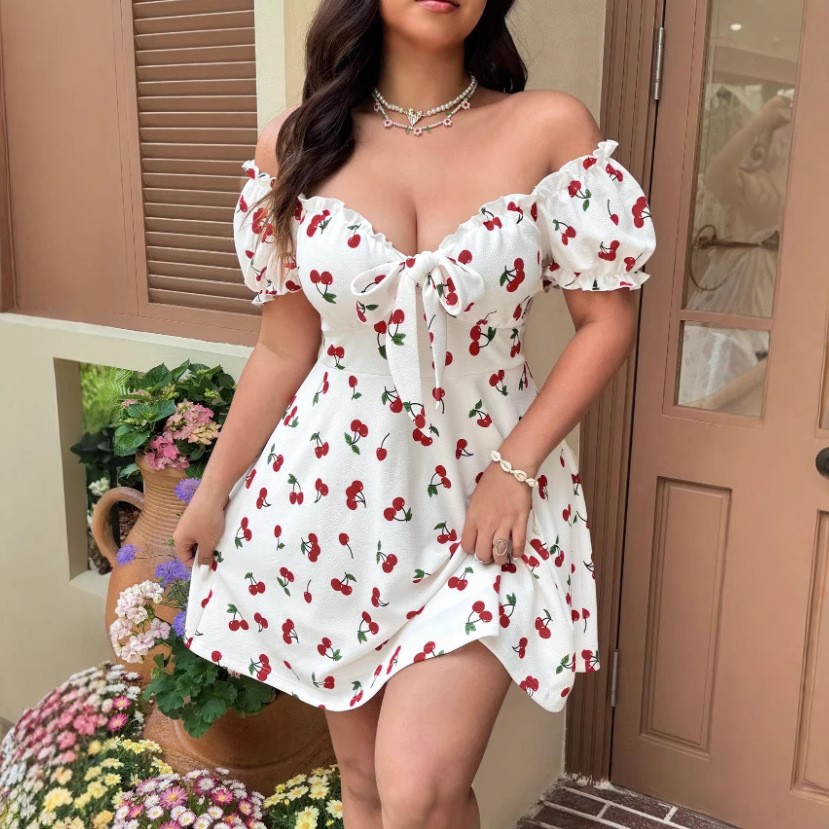 Sommerkleid für Damen, schulte – Off Shoulder Puff Sleeve Sundress Bewertung und Preis