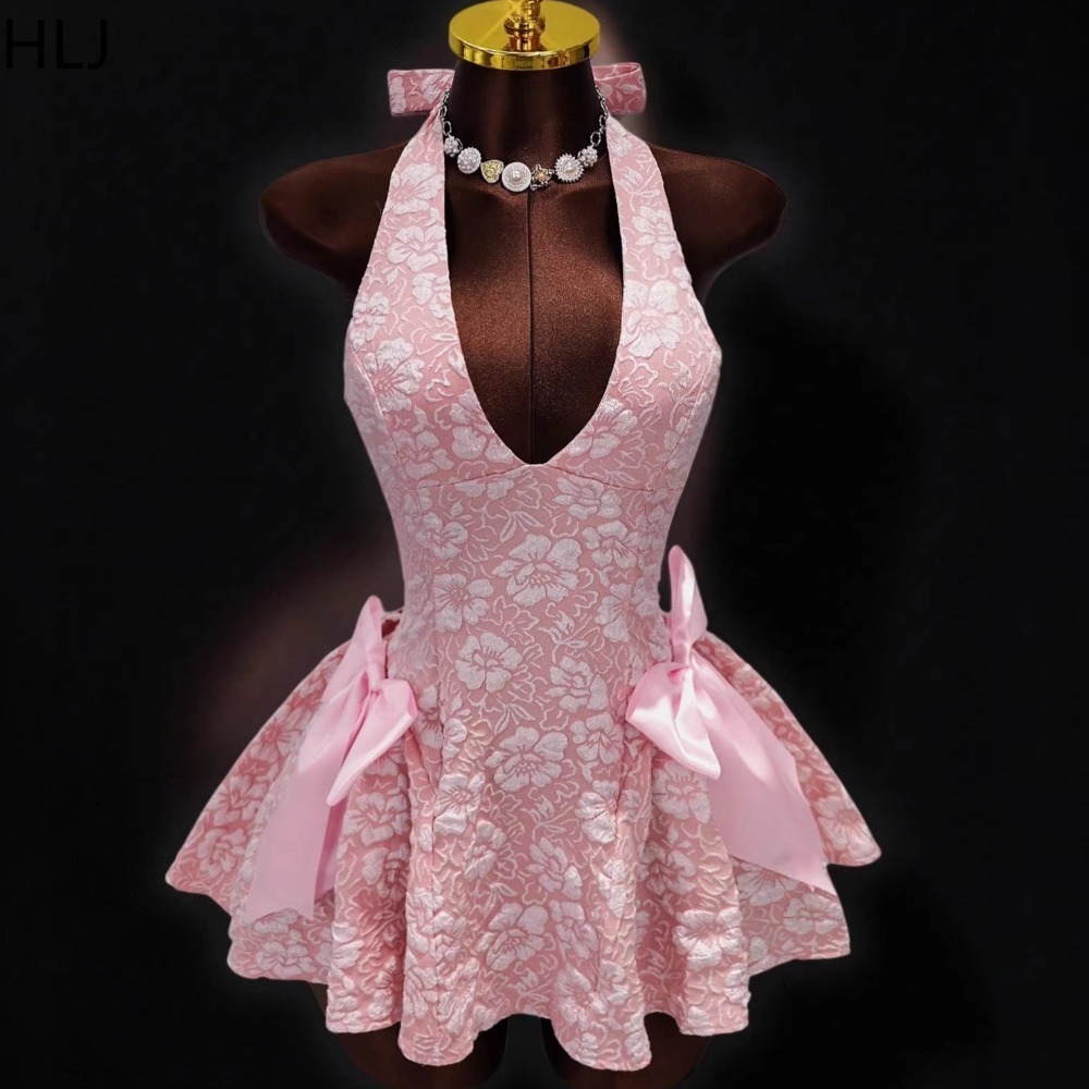 HLJ Y2K Sexy Jacquard Patchwor – Y2K Backless Halter Mini Dress Bewertung und Preis
