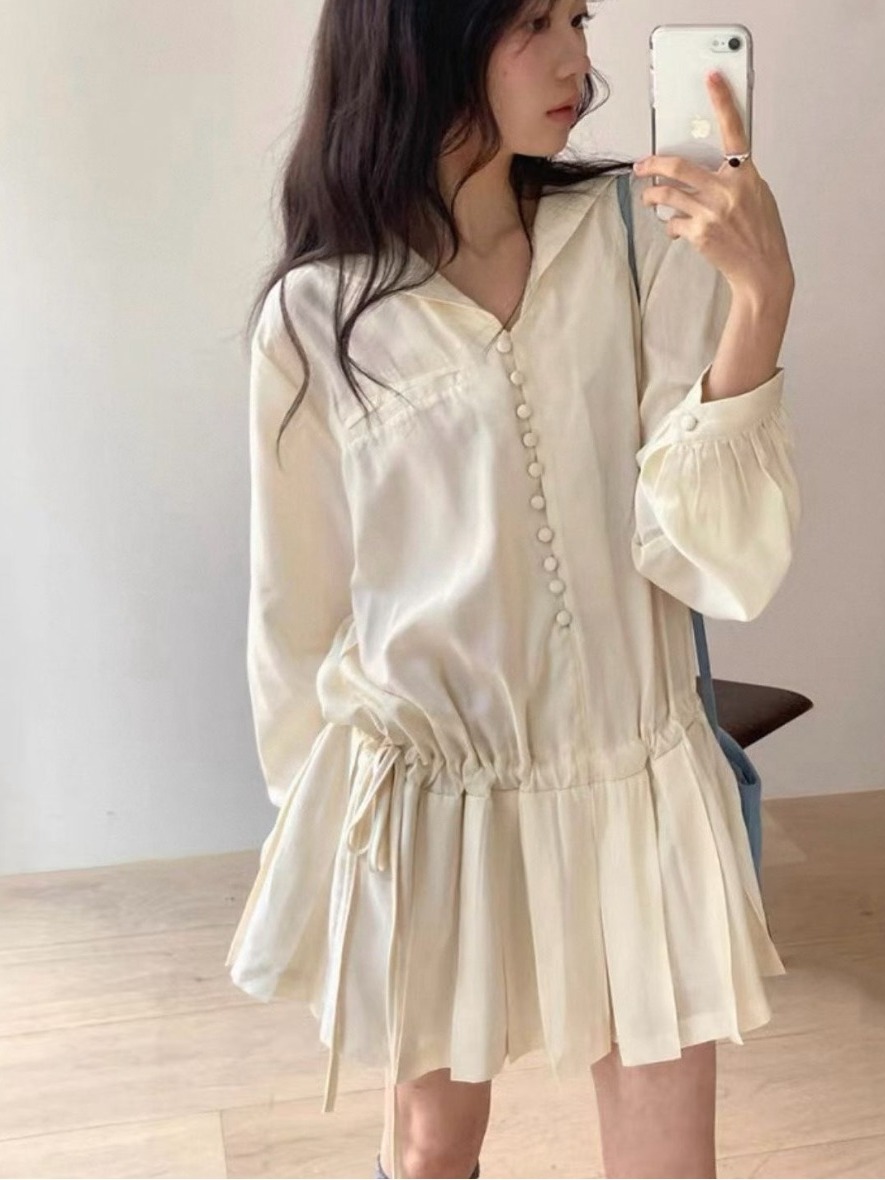 Schlankmachendes Langarm-Hemdk – Korean Style A Line Shirt Dress Bewertung und Preis