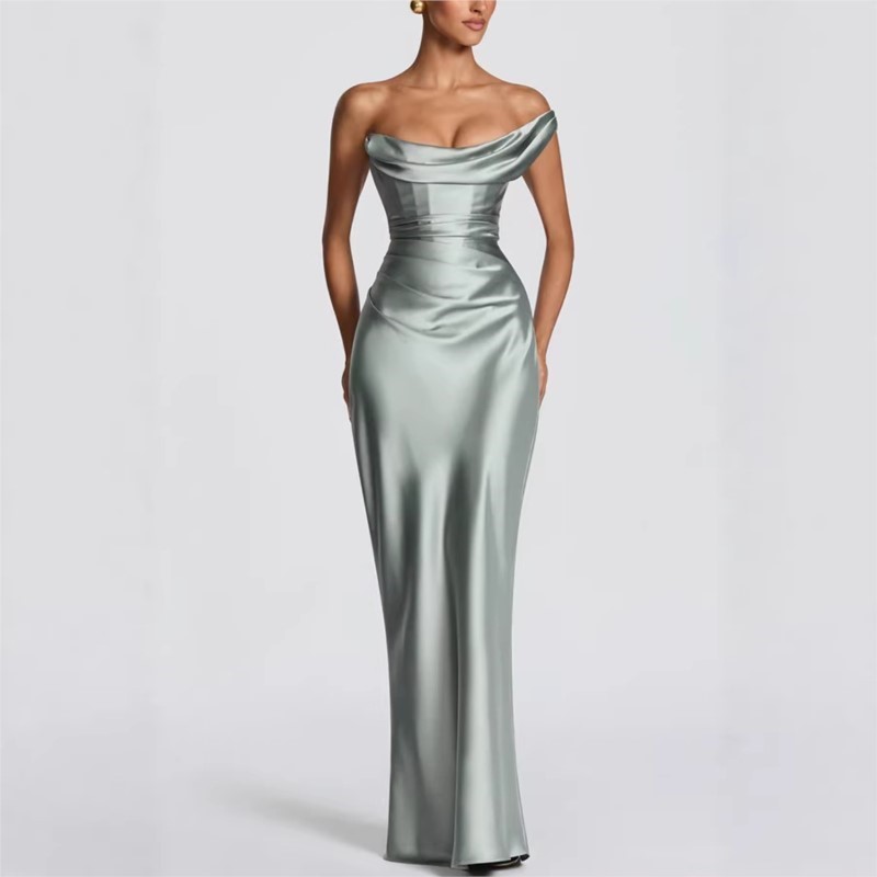 Sexy Schlankes Satinkleid Eleg – Elegant Satin Evening Gown Split Bewertung und Preis